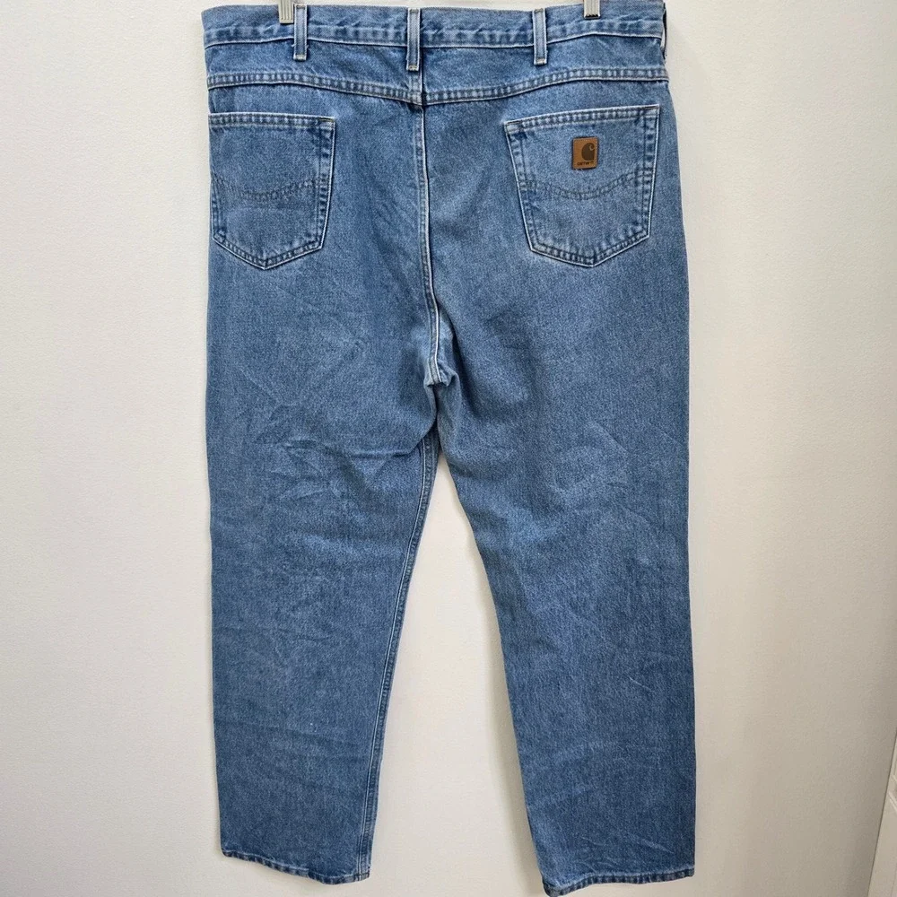Carhartt B180 STW Traditional Fit Jeans Men 42x34 Stonewash Blue Cotton Workwear